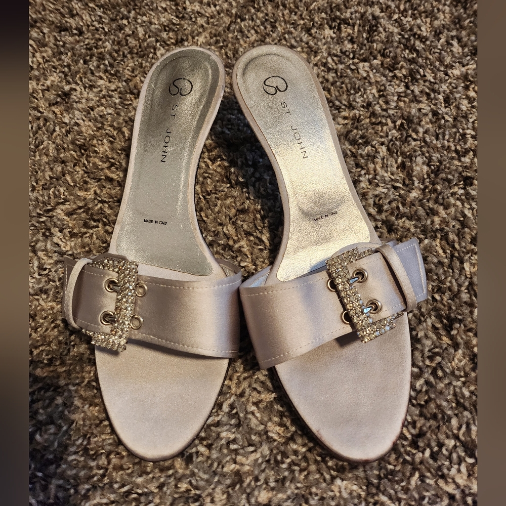 St. John Silver Mules with Sophisticated Slip-On Style